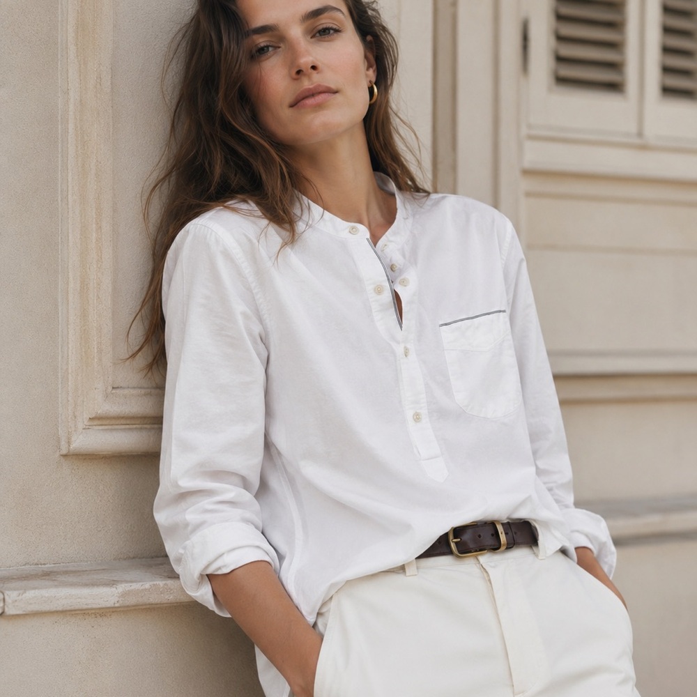 Officine Generale Auguste Cotton Henley Shirt